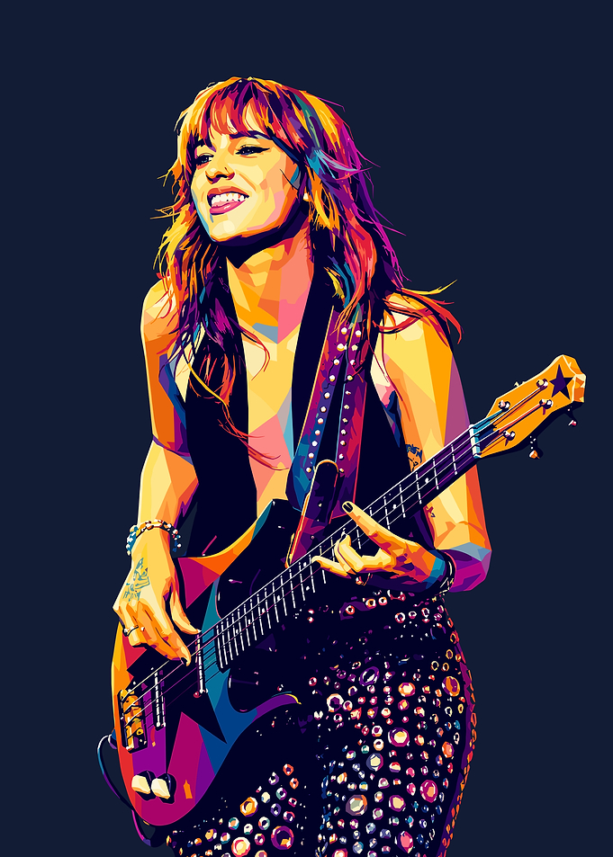 Woman playing bass guitar