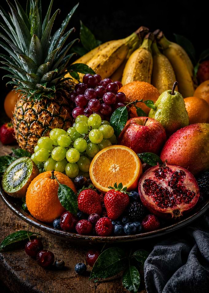Vibrant Assortment of Fresh Wet Fruits