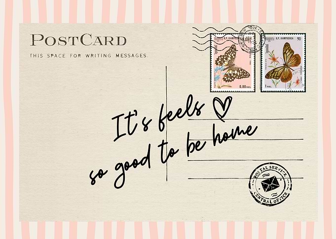 Postcard with butterflies and text