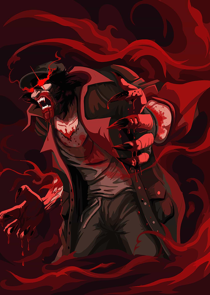Deadlock Vampire Man with Claws and Red Smoke