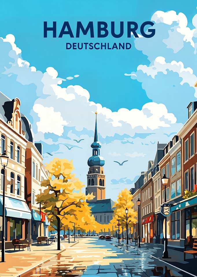 Hamburg Deutschland Vintage Poster