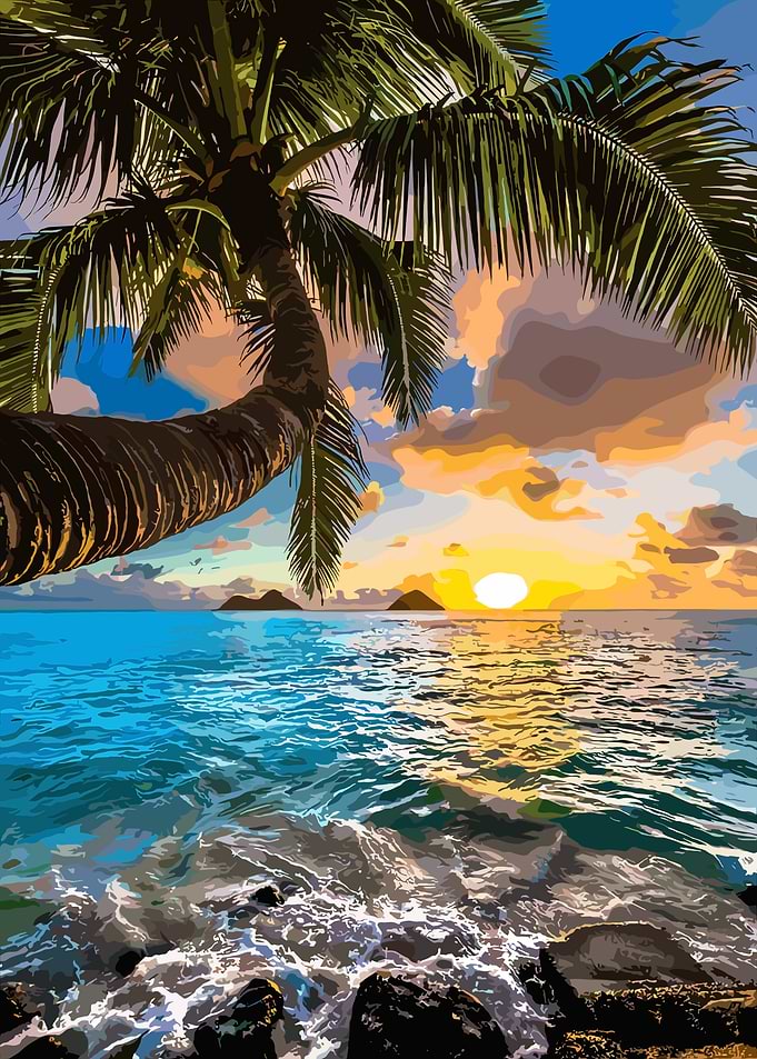 Tropical Sunset Over the Ocean