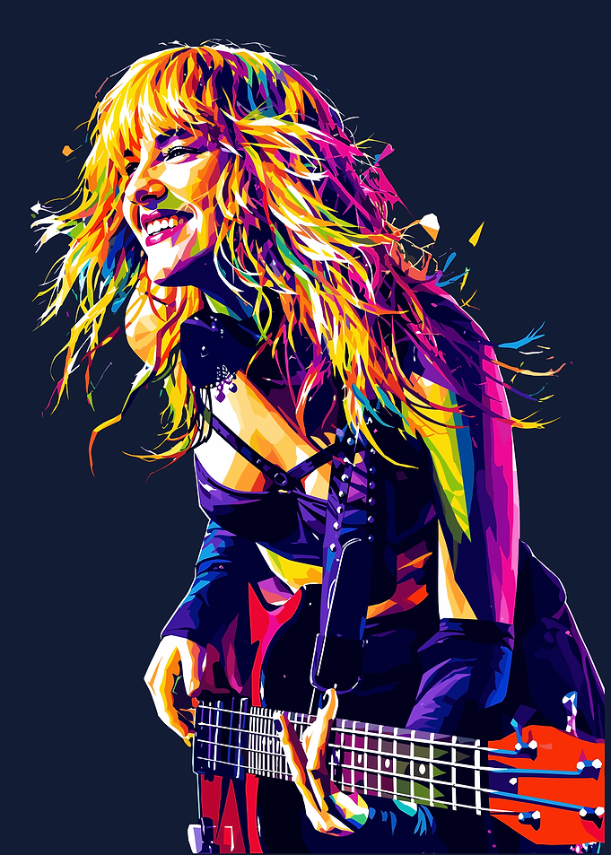 Colorful Bass Guitarist Portrait