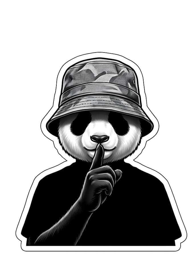 Panda Wearing Bucket Hat Shushing
