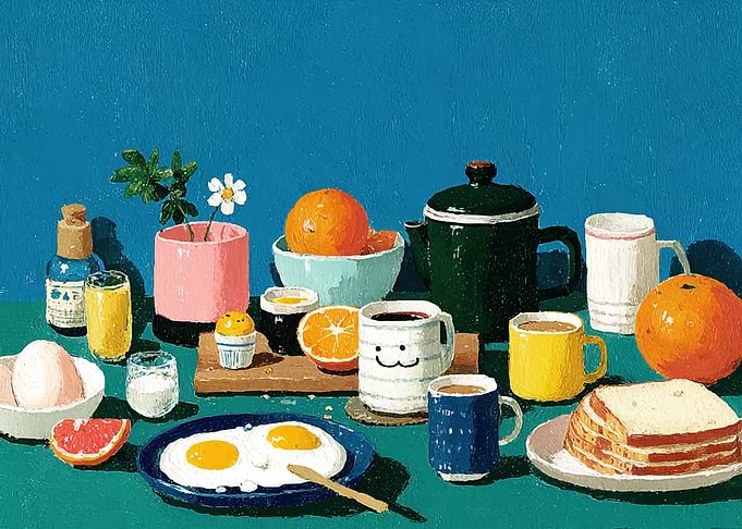 Whimsical Breakfast Scene