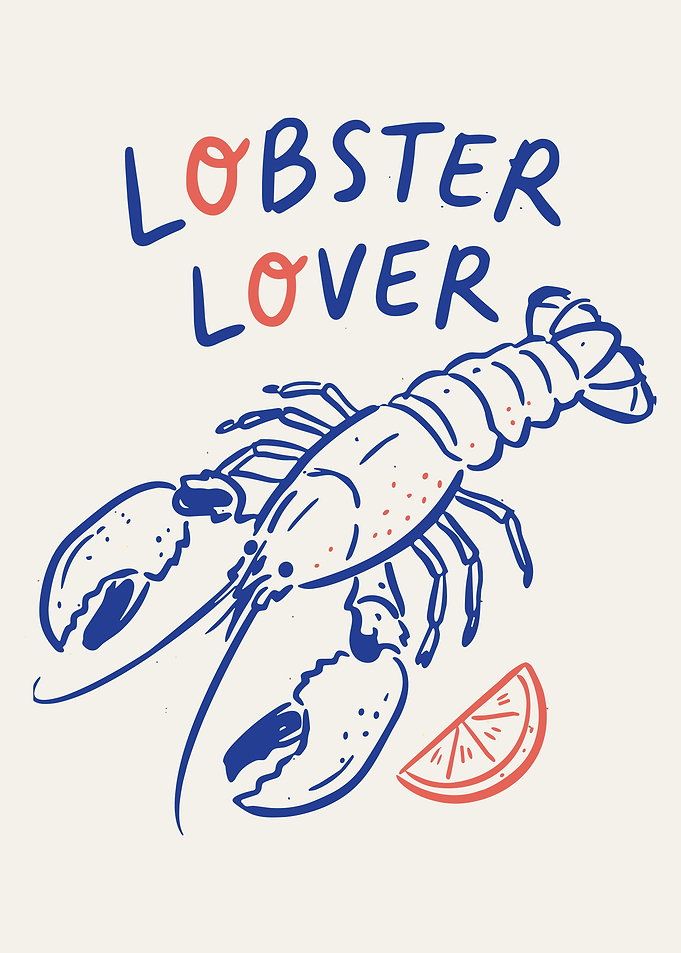 Lobster Lover Vintage Seafood Wall Art Poster Coastal Kitchen Decor Print
