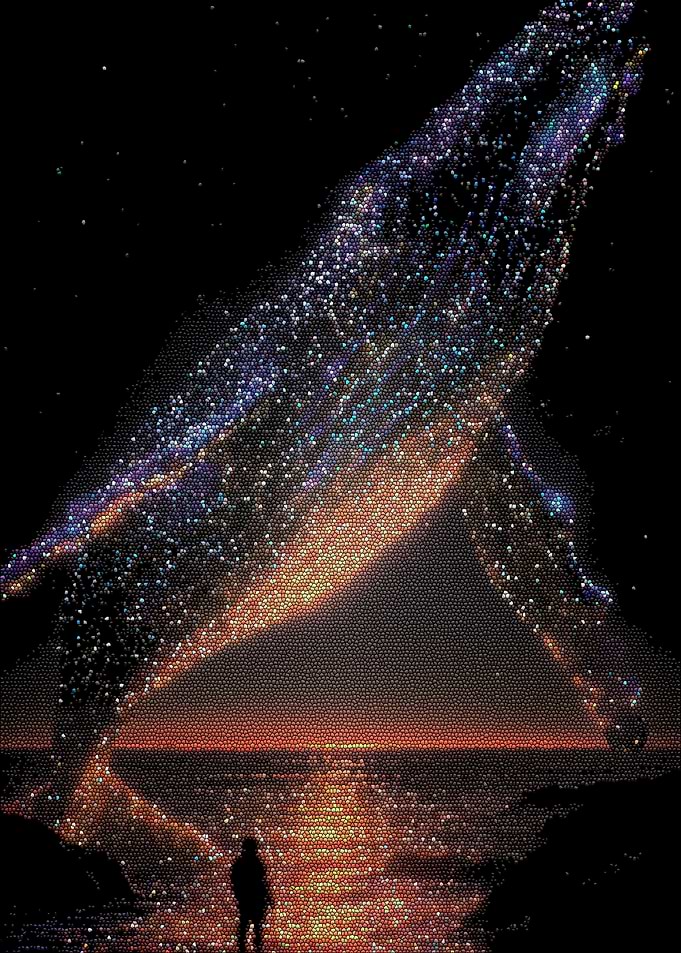 Cosmic Whale Over Sunset Ocean