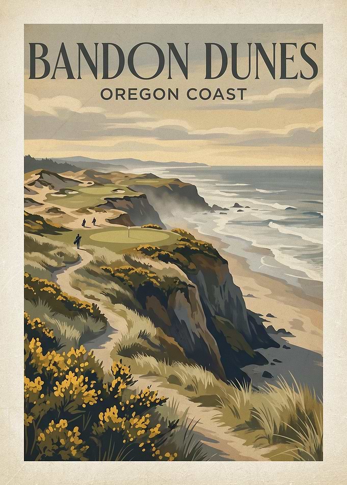 Bandon Dunes Oregon Coast Golf Poster