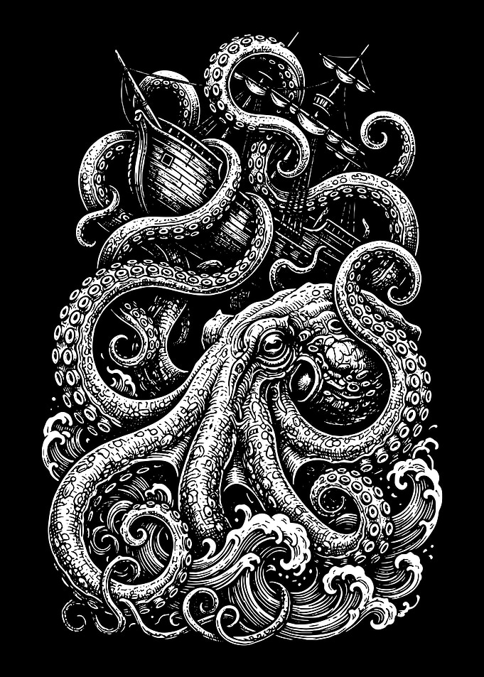 Kraken attacking a ship