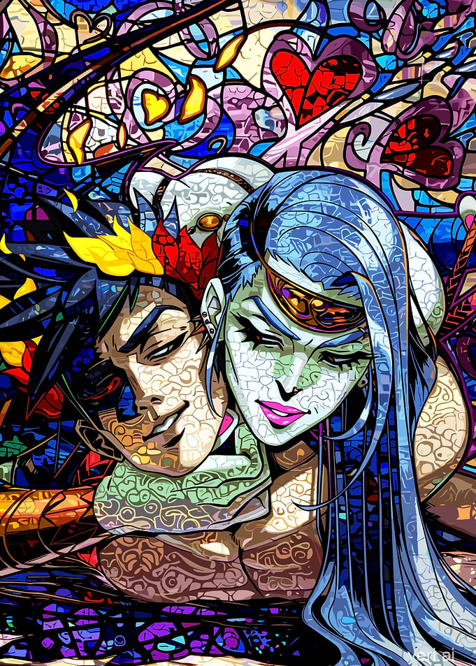 Hades and Persephone Stained Glass Art