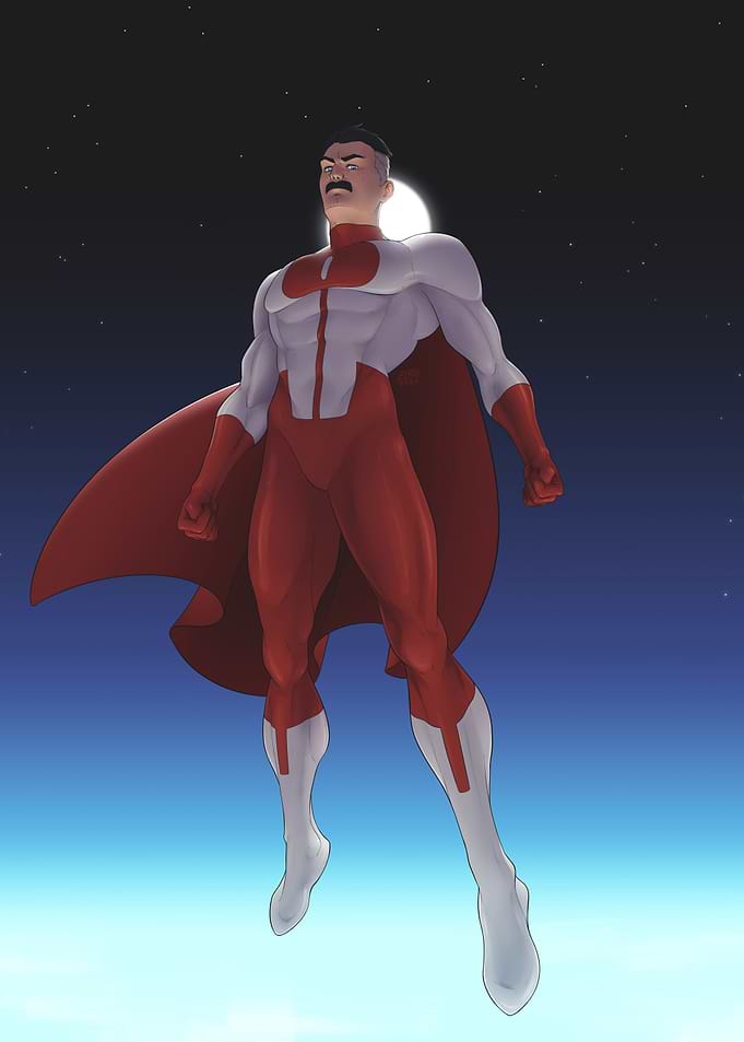 Omni-Man Flying in Space