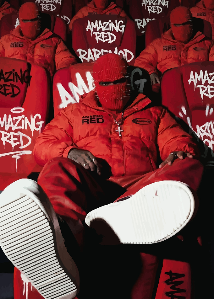 Man in Red Balaclava and Puffer Jacket