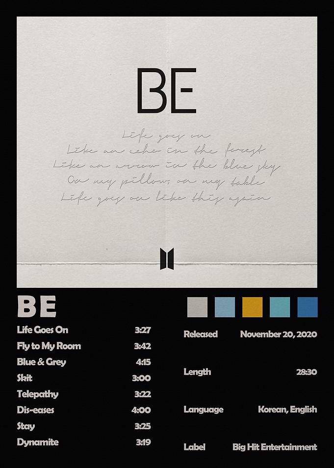 BTS BE Album Poster