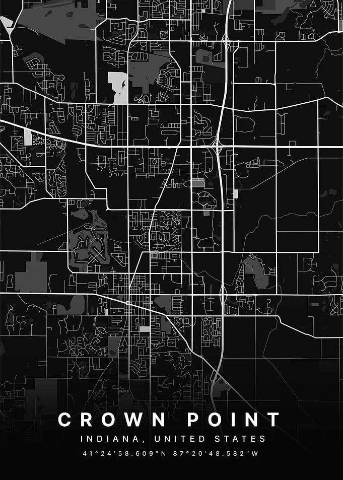 Crown Point Indiana Dark Map