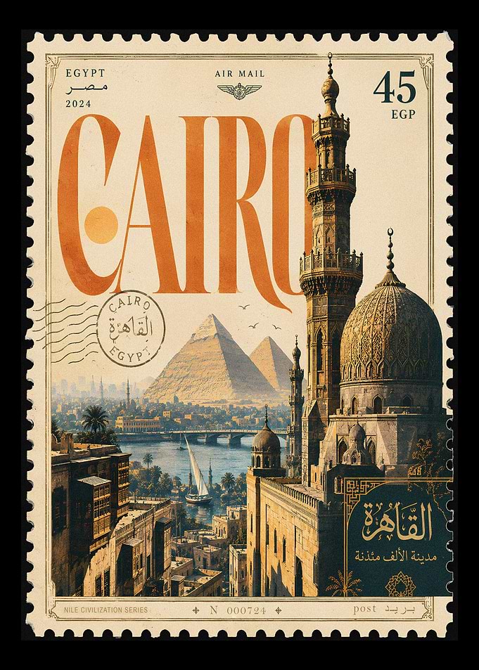 Vintage Cairo stamp