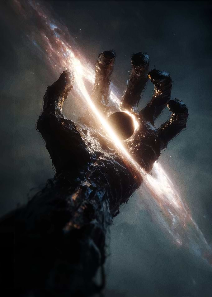 Cosmic Hand Holding a Black Hole