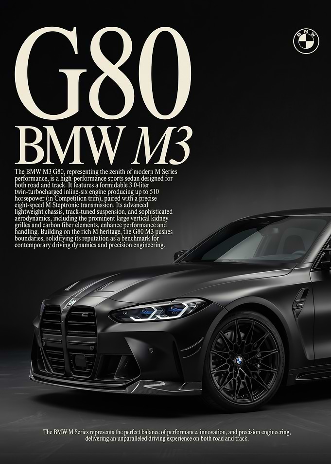 A sleek bmw m3 g80 sports poster