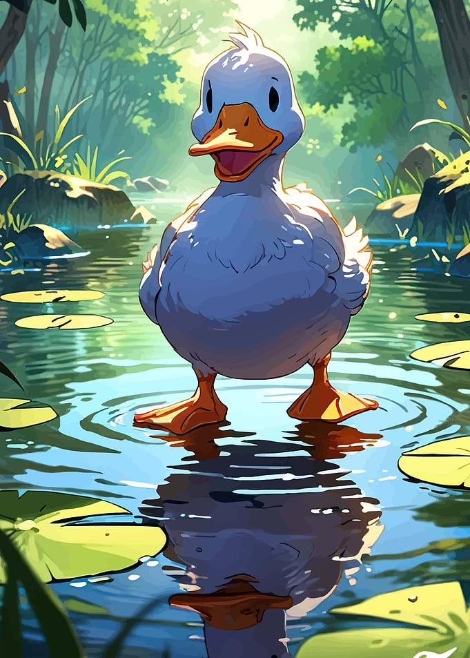 Cute Duck in a Pond