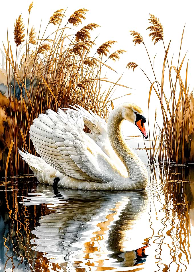 Graceful Swan Lake Art