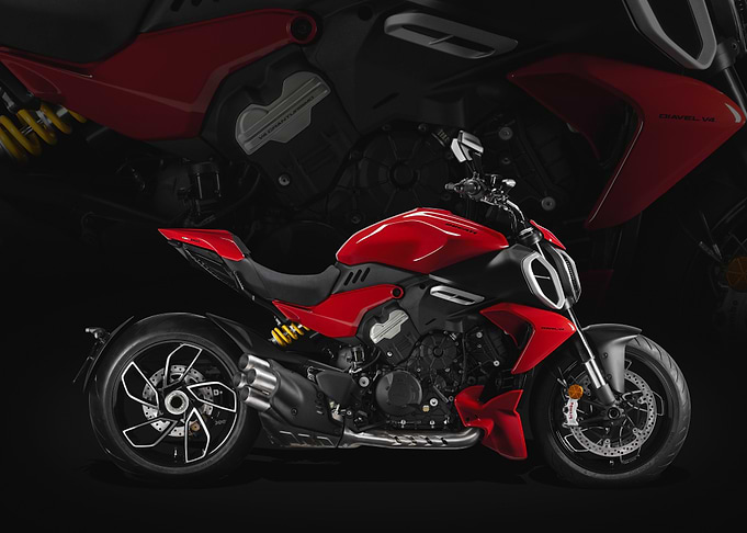 Red Ducati Diavel V4 Motorcycle