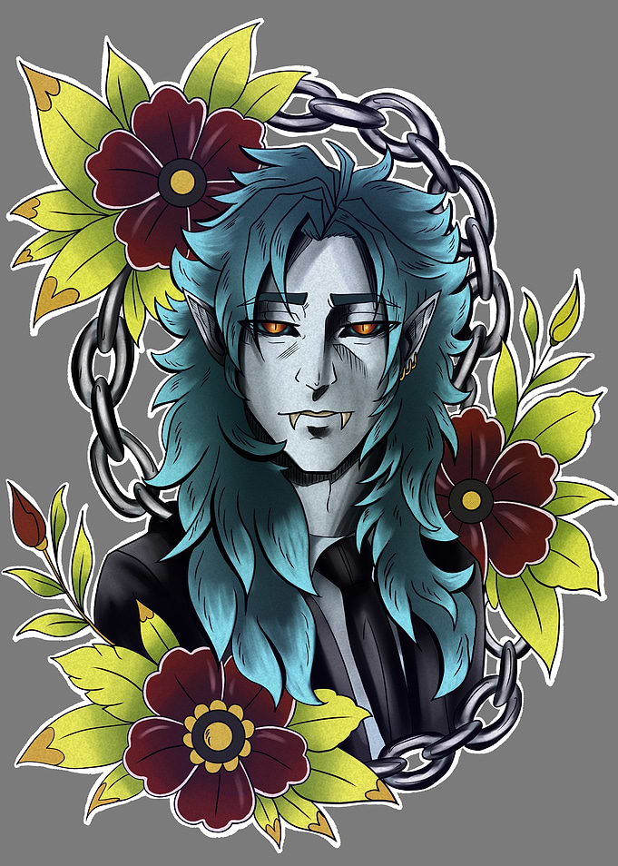 Vampire with Flowers and Chains