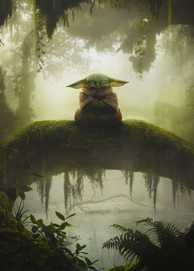 The Mandalorian and Grogu no logo poster: Serene Forest Meditation