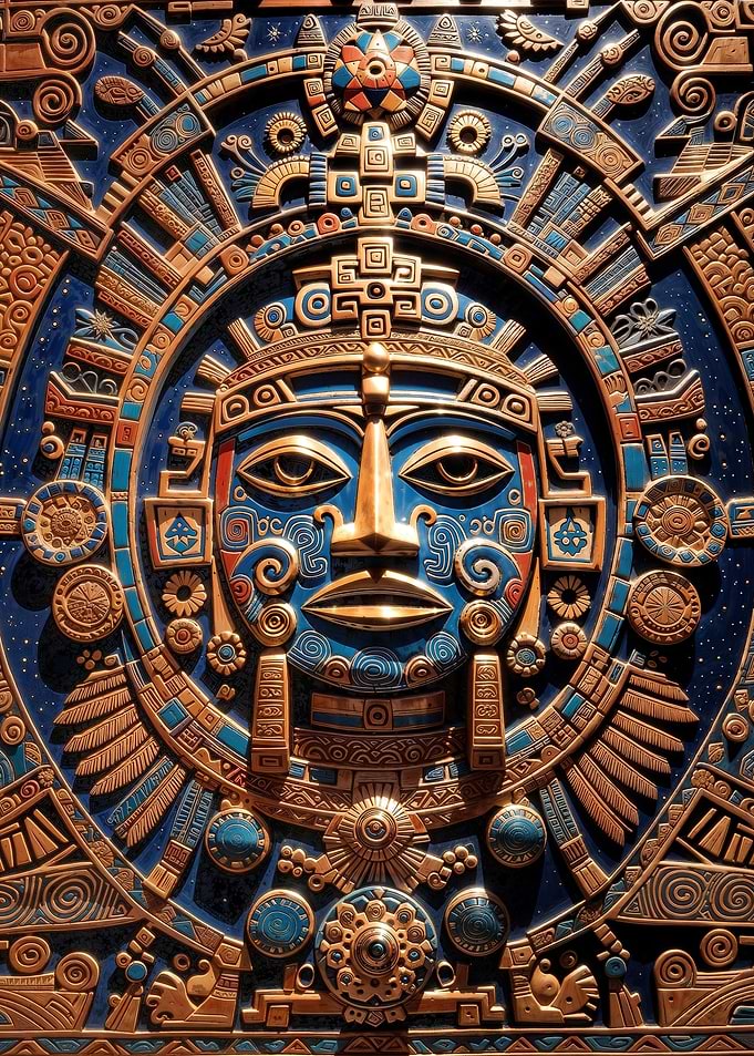 Ancient Sun God - Golden Mesoamerican Relic