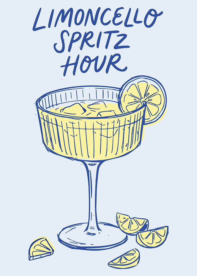 Limoncello Spritz Cocktail Wall Art Print | Italian Summer Drink Poster