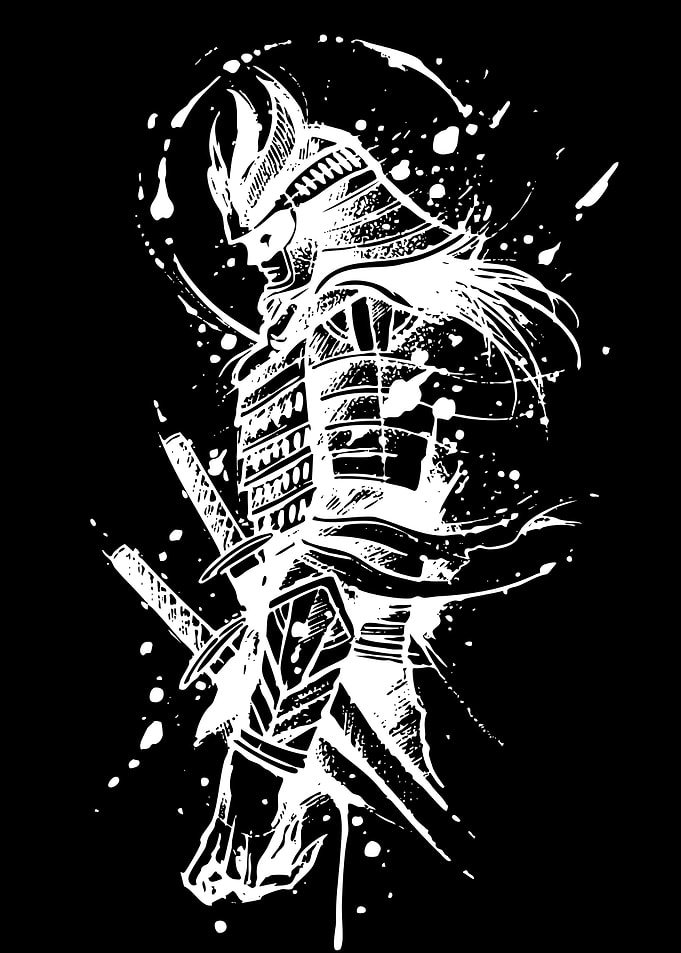 Samurai Warrior Ink Splatter Art