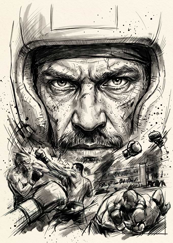 Intense Boxing Match Illustration