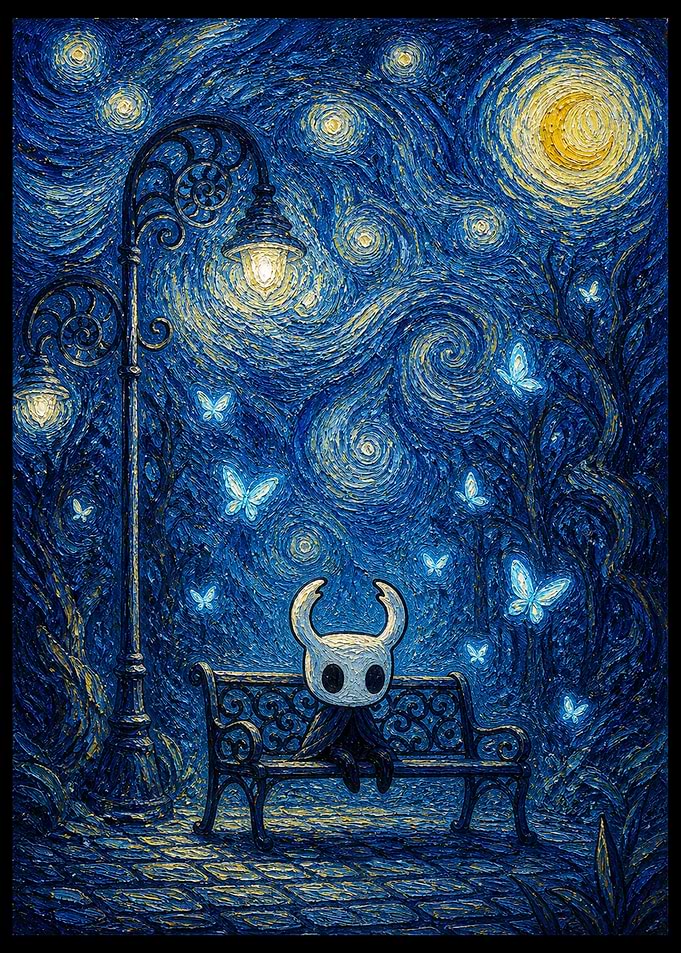 Hollow Knight in Starry Night