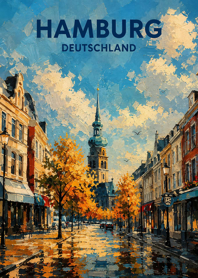 Hamburg Deutschland Autumn Street Scene