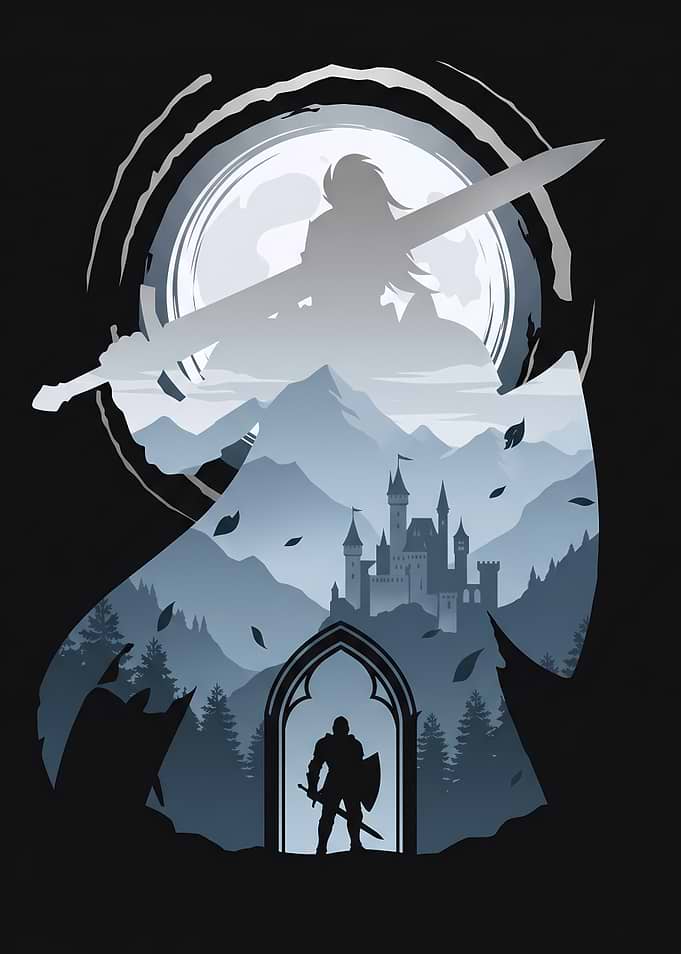 Fantasy Knight Before Castle