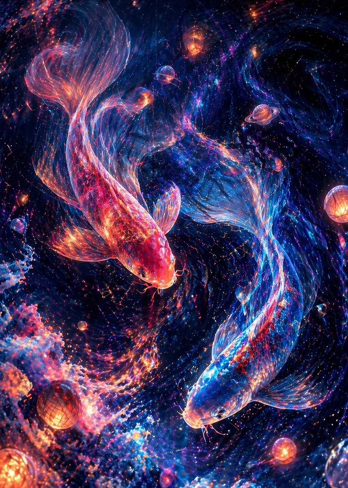 Cosmic Koi Fish in Nebula