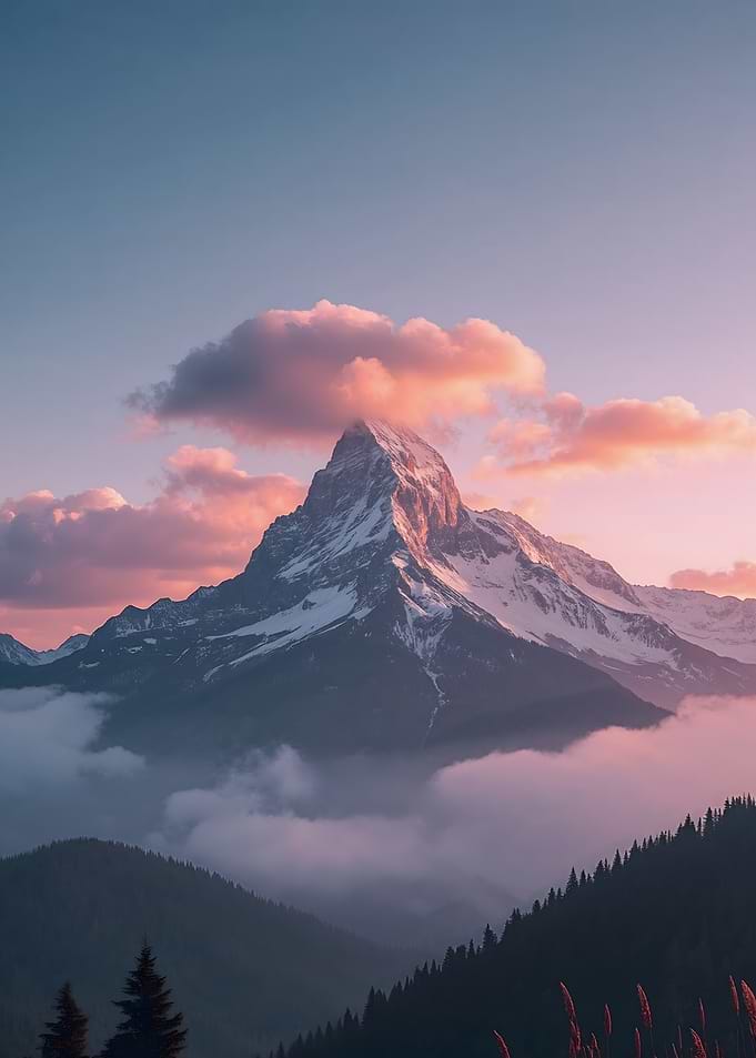 Majestic Mountain Peak at Sunset