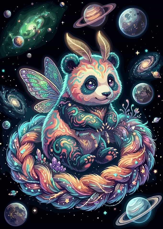 Cosmic Fairy Panda in Space