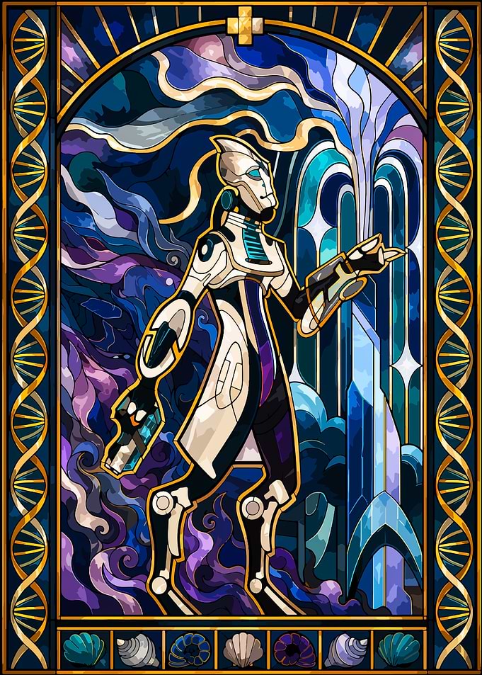 Stained Glass Robot Art