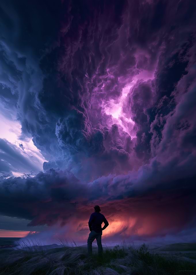 Man Watching Supercell Storm