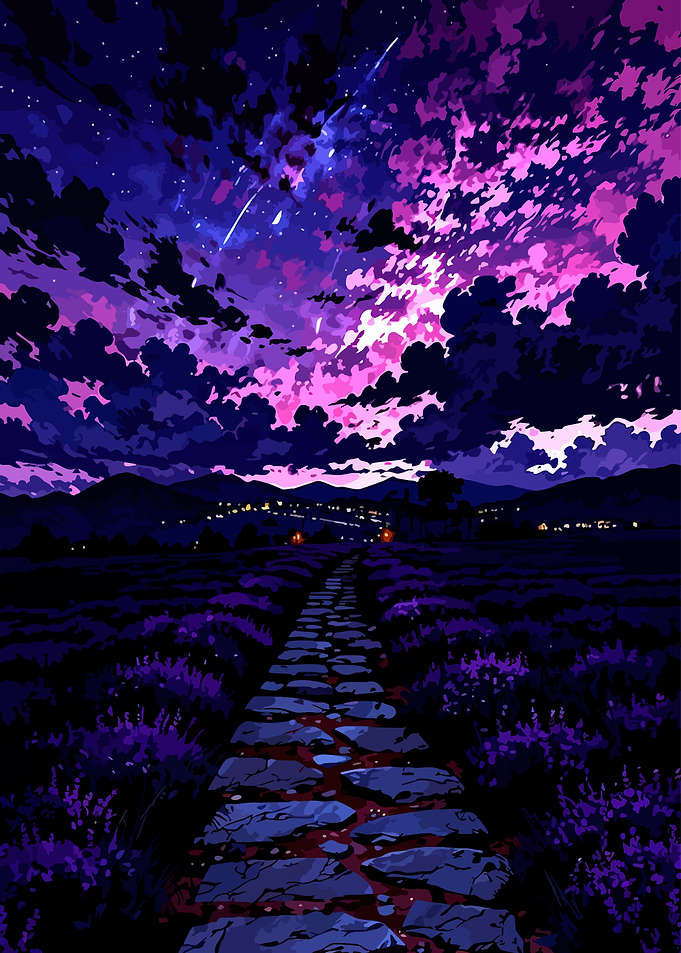 Starry Night Lavender Field Path