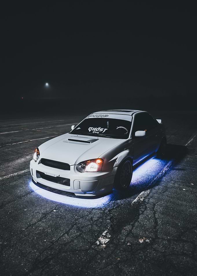 White Subaru WRX with