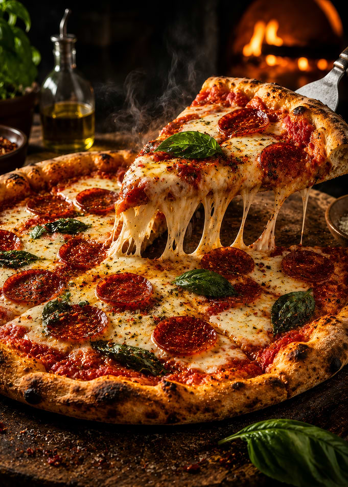 Steaming Pepperoni Pizza Slice