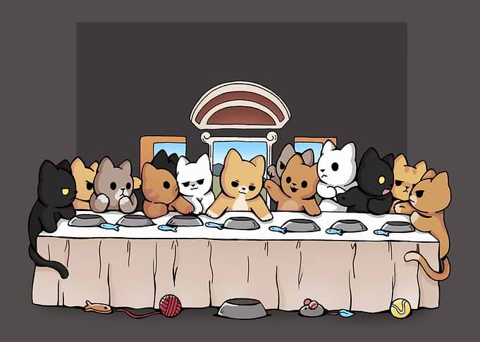Cats Recreating The Last Supper