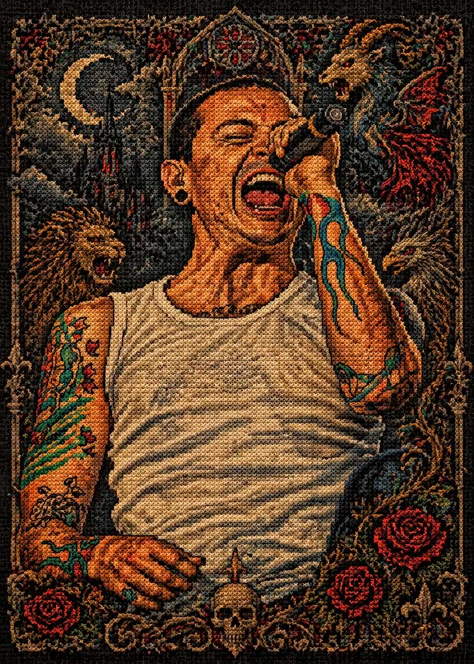 Chester Bennington Singing with Gothic Elements