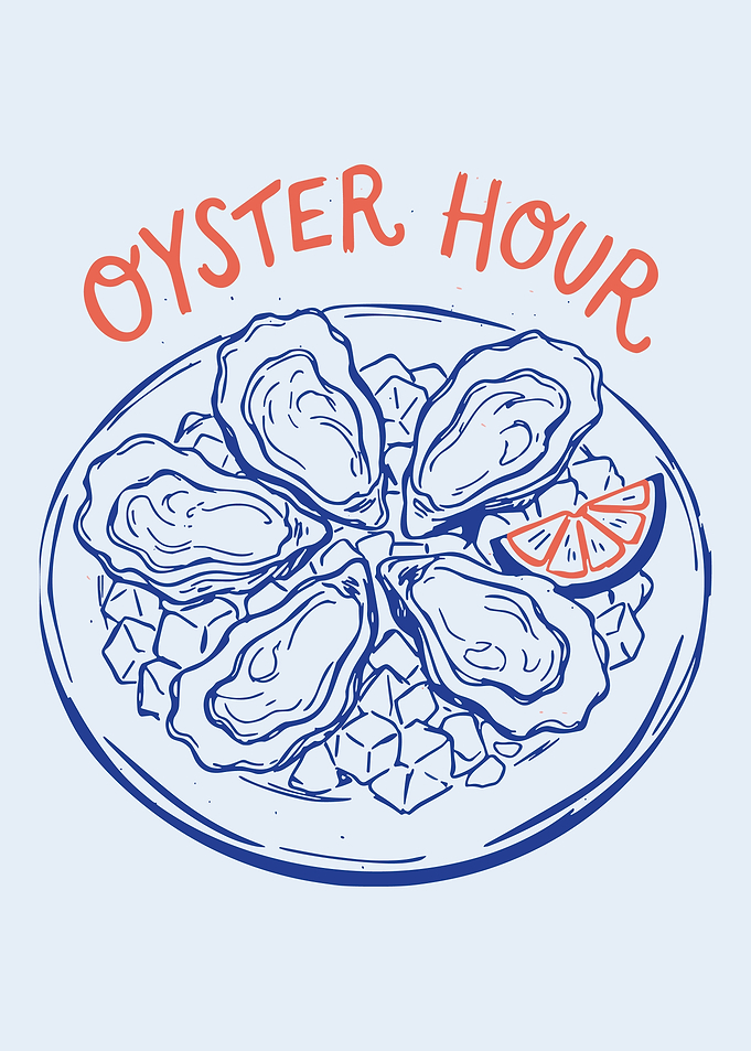 Oyster Hour – Vintage Seafood Kitchen Wall Art Coastal Food Poster