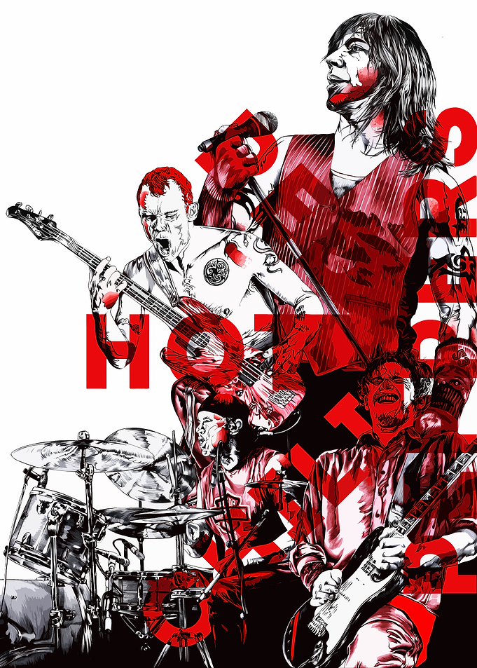 Red Hot Chili Peppers Band Illustration