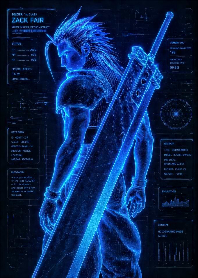 Zack Fair Holographic Blueprint
