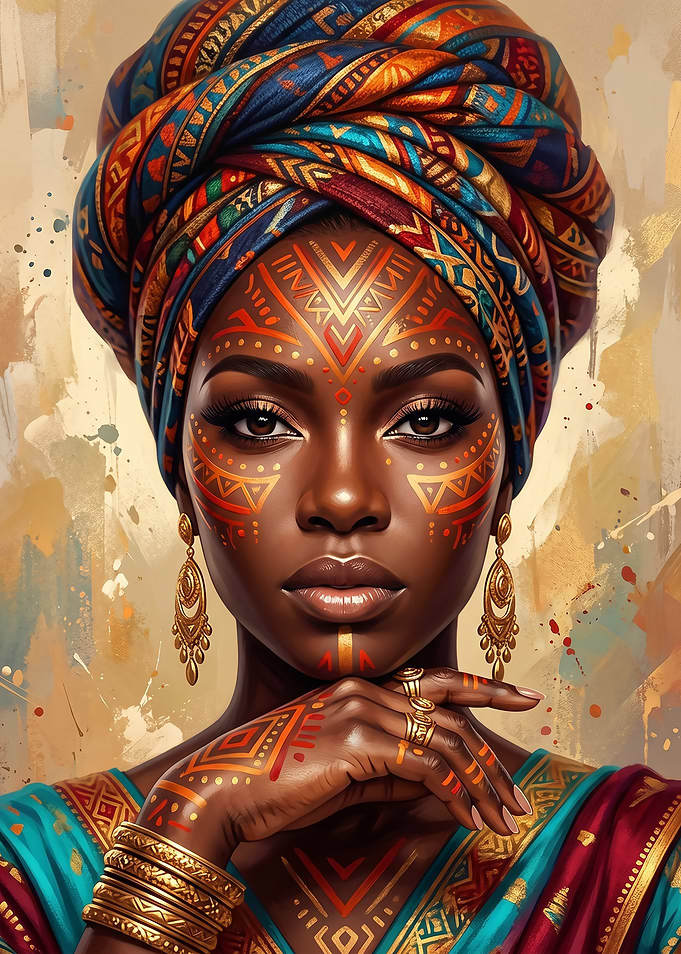 African Woman with Tribal Face Paint