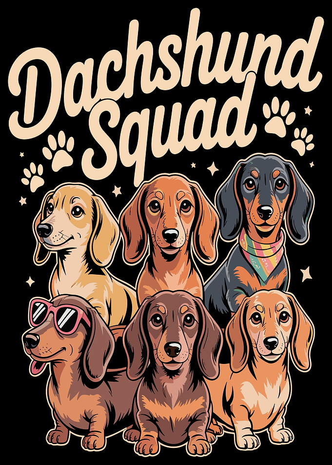 Dachshund Squad with Sunglasses