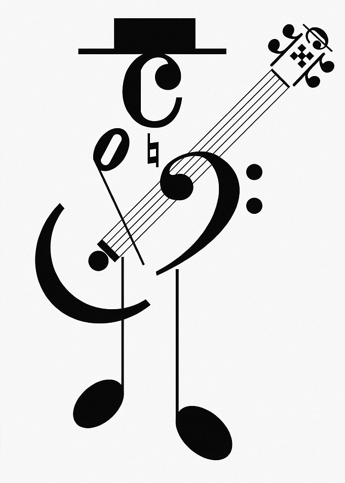 Musical Note Character Playing Guitar