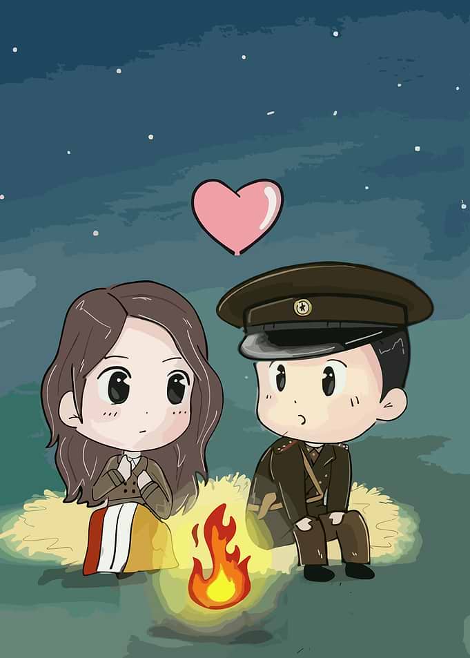 Crush Landing On You - Couple by Campfire Under Stars